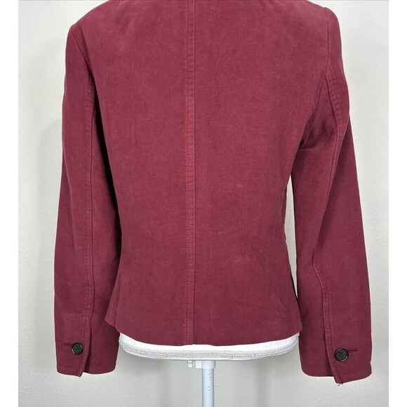 Ann Taylor Red Burgundy Cotton Button Down Blazer Jacket Size 0 - Picture 9 of 12